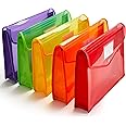 Plastic File Folder Poly Envelope Expanding File Wallet Document Folder with Snap Button Closure, Legal Size, 5 Pack Large Waterproof Accordion File Pouch (Assorted Colors)