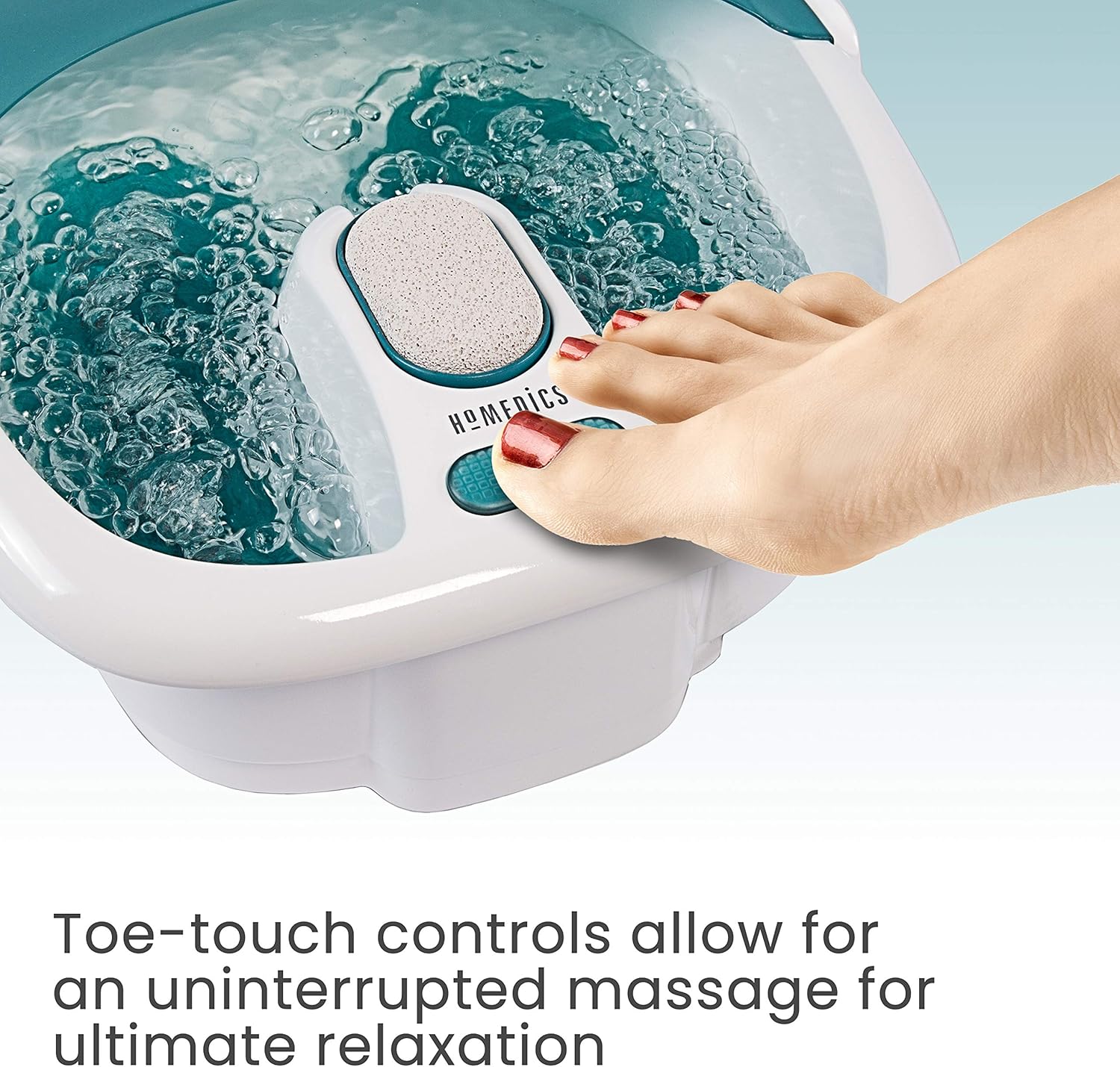 HoMedics Bubble Spa Elite Footbath, 2-in-1 removable pedicure center, Toe-touch control, Easy tote handle no-splash, FB-450H: Health & Personal Care
