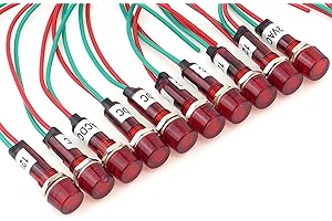 Pack of 10 YuCo YC-9WRT-1R-120-10 RED 9MM LED Indicator Miniature Pilot Light 120V AC or DC