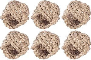 Woven Napkin Rings Set of 6 - Nautical Napkin Ring Premium 100% Jute Napkin Rings Table Decor with Rustic Charm for Harvest, 