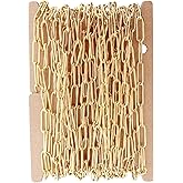 THREENEST 16.4-Feet Width 4mm Stainless Steel Paperclip Chains, 18K Real Gold Plated, Soldered Cable Long Craft Chain for Necklace Bracelet Earring Jewelry Making (2202-GOLD-5M)