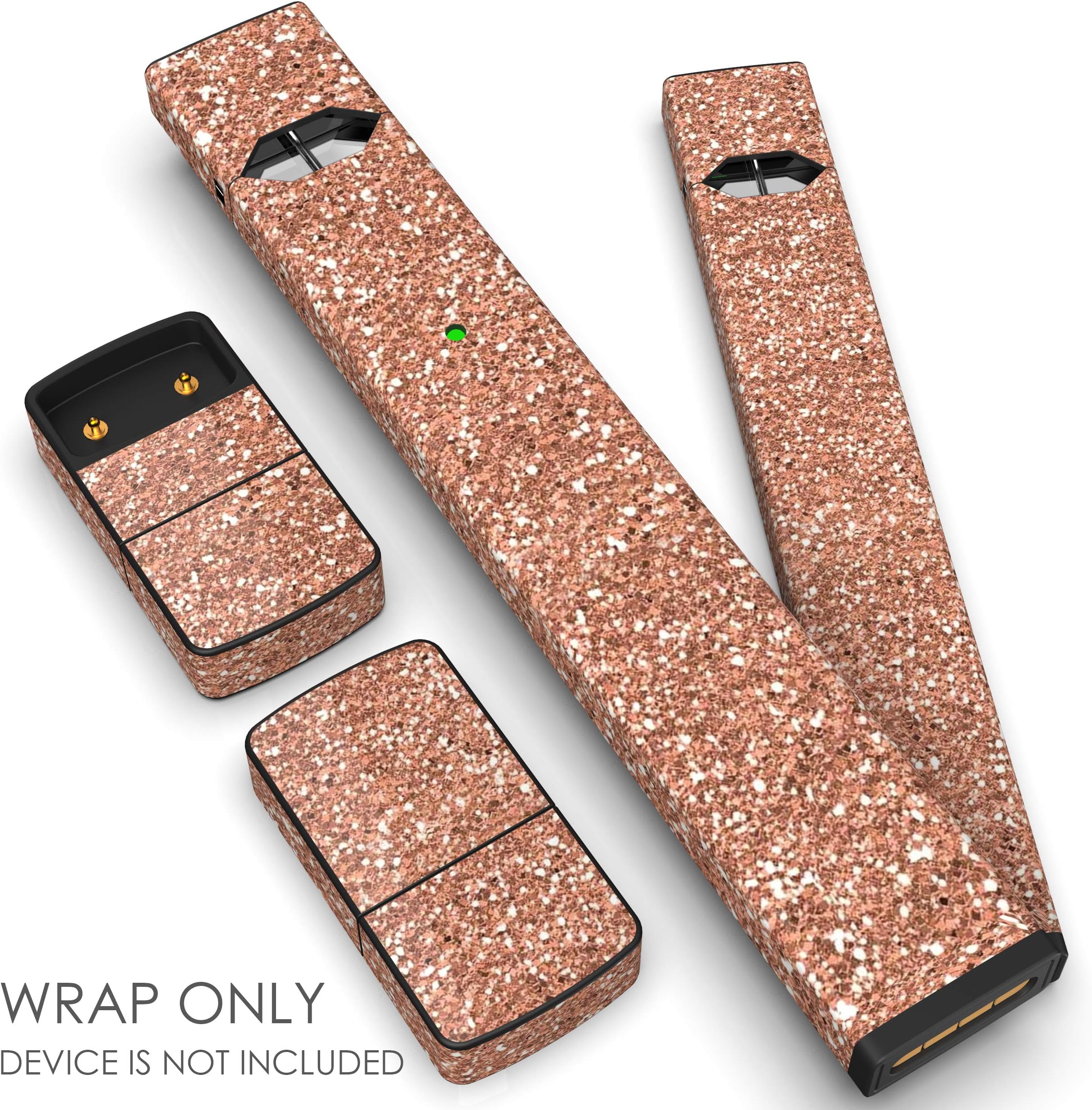 JUUL Skin - JUUL Wrap - JUUL Decal - JUUL Cover - JUUL Starter Kit Stickers - Pax JUUL Skin for Device Charger Pods - Original JUUL Vape Pen Accessories Skin (Rose Gold Glitter)