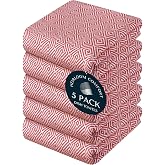 HEIRLOOM COMFORT Rust Kitchen Towels, 5 Pack, 100% Cotton, 16"x26", Durable, Reusable, Super Absorbent and Quick Dry, Diamond Pattern Towel Set, Dish Cloths for Kitchen Use, Cleaning &amp; Drying Dishes