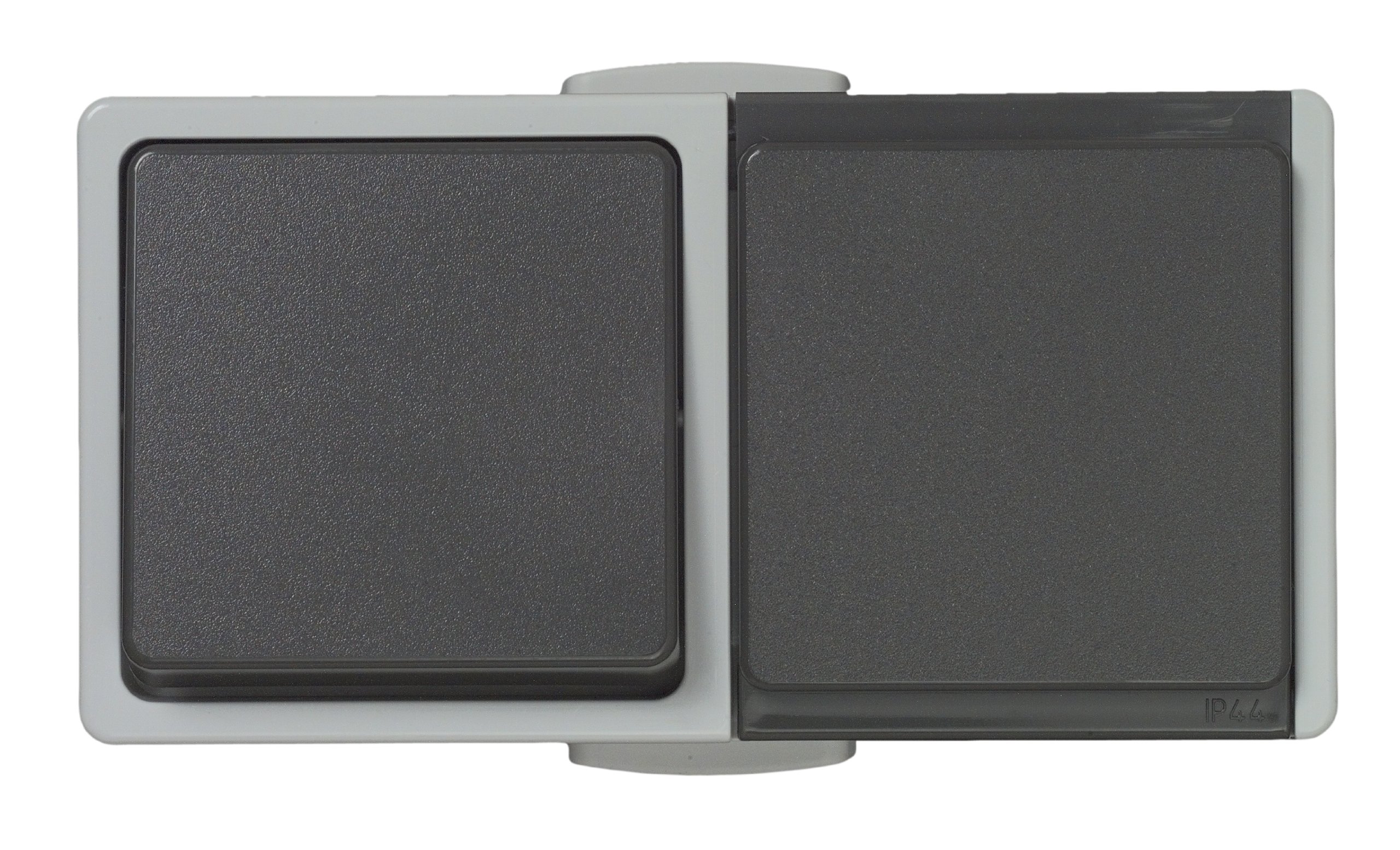 Unitec 45246L combination A/W-wall socket, uncoated, Aquarius FR, in grey and dark grey