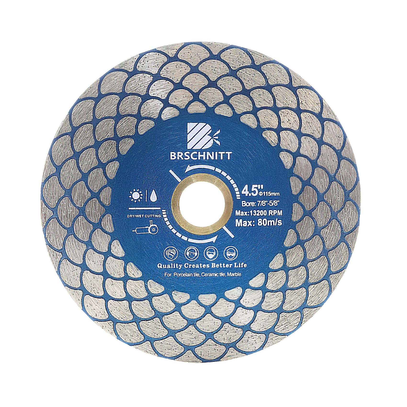 Diamond Cutting Disc Tile Cutting Disc 115mm - BRSCHNITT for Arbor:22.23/15.875mm for Cutting Grinding Porcelain Ceramic Marble Artificial Stoneware