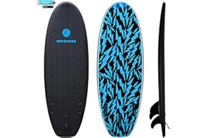 Waterkids 4'10 Kids Surfboard & Leash, Perfect for Learning How to Surf, Made for Kids, Soft Top Surfboard for Beginners with Foam Core, Use As Body Board, Easy to Catch Waves & Learn How to Surf