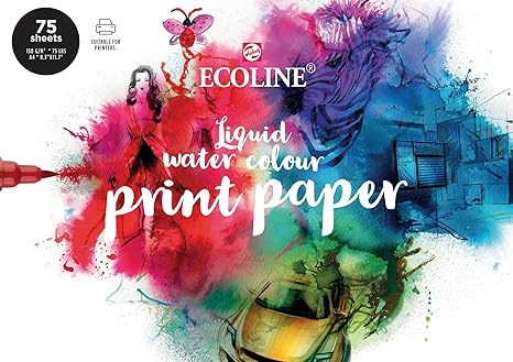Ecoline Print Papier DIN A4, 75 lose Blätter, Druckpapier, Zeichenpapier, 150 g/m²