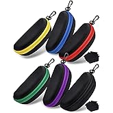 Frienda 6 Pack Sunglasses Case Hard Shell for Men Women Multiple Goggles Eyeglasses 3D Safety Glasses Case Hard Portable Sunglasses Box with Zipper Hook Cleaning Cloth for Travel Protection, 6 Colors