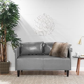 Amazon Com Christopher Knight Home Harbison Grey Leather Settee