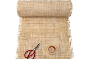 MINHKUST 16" Width Natural Square Rattan Cane Webbing Roll 10 Feet Length for Caning Projects | Pre-Woven Radio Mesh Cane Webbing Sheet for Furniture, Chair, Table, Ceiling