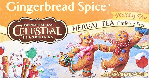 CELESTIAL SEASONINGS HOLIDAY TEA GINGERBREAD SPICE HERB TEA, 20-COUNT (PACK OF 6)