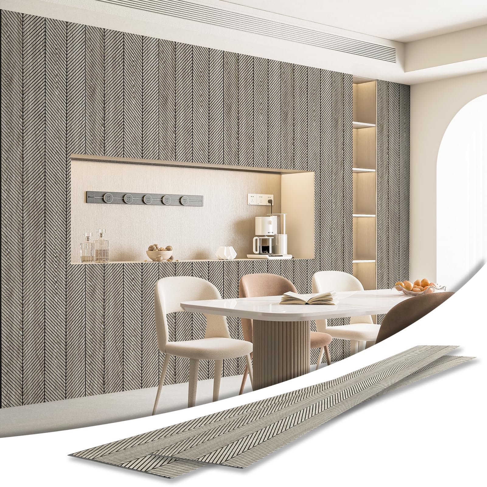 Art3d 4-Pack Glue-On Herringbone Wainscoting Panel for Interior Wall ...