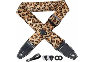 YIKOKO Guitar Strap 2" for Bass, Electric and Acoustic Guitars, Free Strap Button, Strap Locks and Guitar Picks
