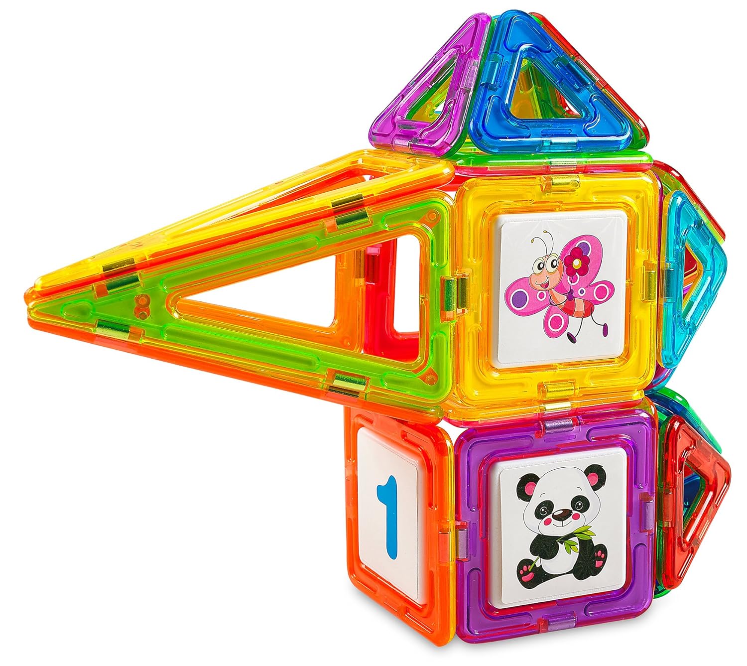 Clear Colors Magnetic Tiles Deluxe Building Set - 45+1 Pcs 5 Clear Colors Magnetic Tiles Deluxe Building Set - 45+1 Pcs