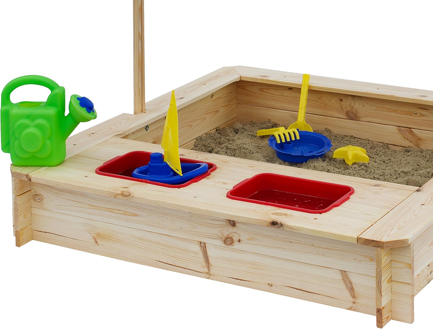 Beluga Spielwaren 50380 Sandkasten Mit Wasser Matsch Bereich Und Rot Weiem Dach