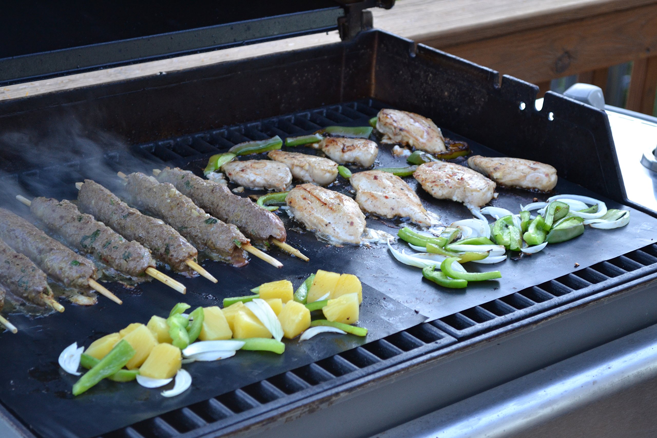 The Busy Home BBQ Grill Mat and Bake Mat with 2 Recipe eBooks - 13 by 15.75 inch in Black- Set of 2 Mats