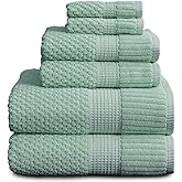 NY Loft 100% Cotton Towel Set 6 Piece | Super Soft & Absorbent Quick-Dry 2 Bath Towels 2 Hand Towels & 2 Washcloths |Textured and Durable Cotton | Trinity Collection (6 Piece Set, Wasabi Green)