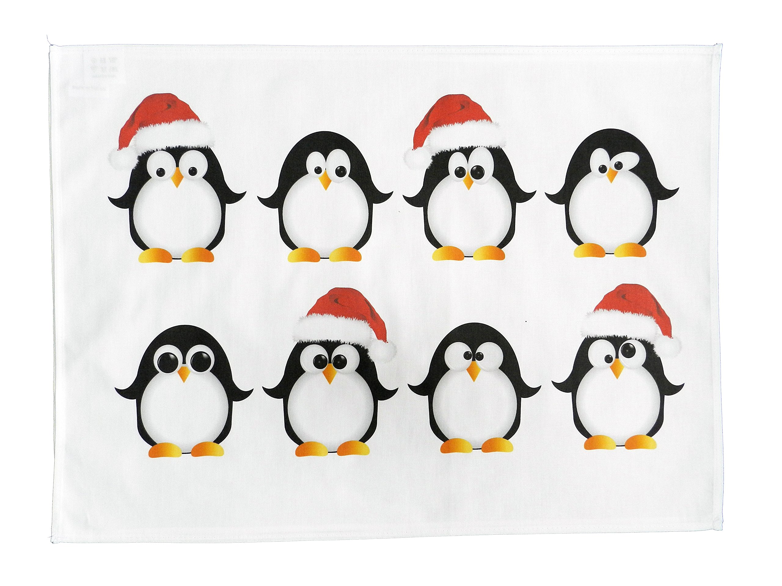 Half a Donkey The Christmas Penguins Festive Cheer - Large Cotton Tea Towel