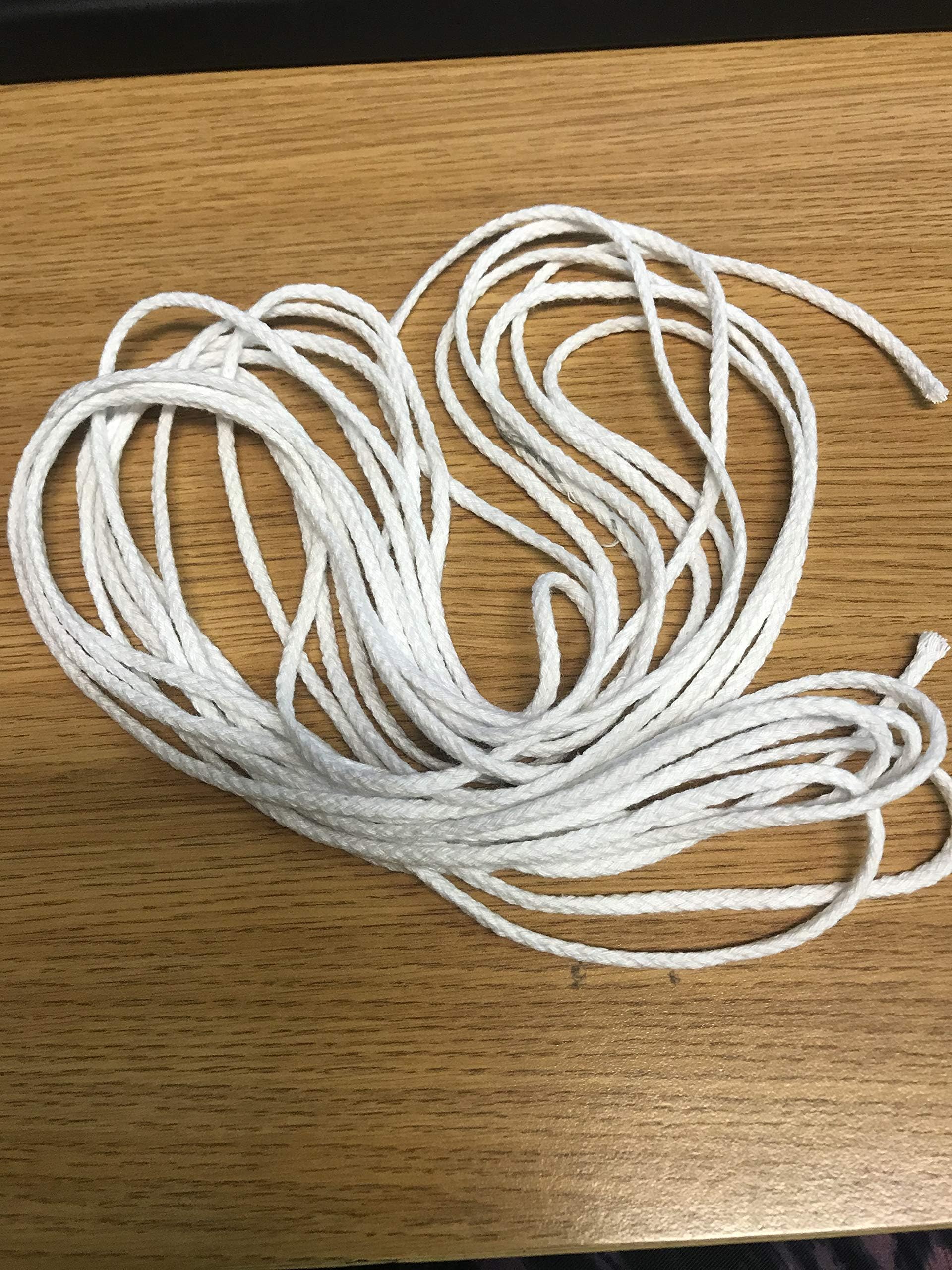 Cotton Drawcord 1/8" Round Braided Drawstring Cord- Black or White 5 yards (White)