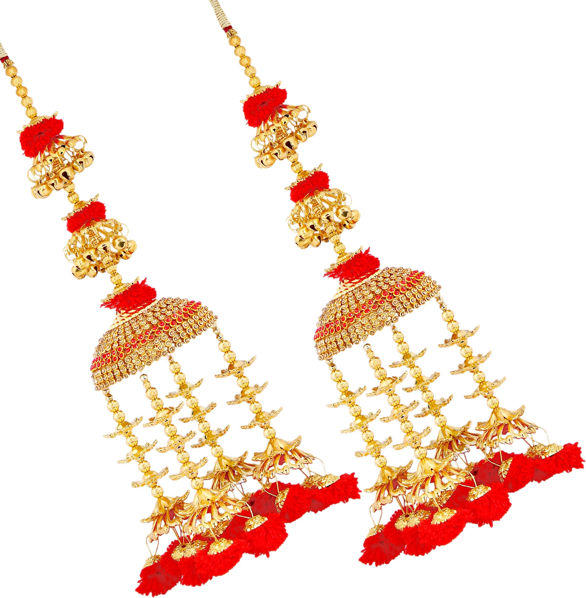 Mansiyaorange Fancy Wedding Wear Punabi Red kalere/Kaleera/Kalera/Bridal Hand Hanging/kaleera for Brides/Girls/Women(AAA AD Stone Premium Range)(
