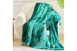 OCTROT Heated Blanket Electric Throw - Fleece Sherpa Heating Blanket for Sofa, Faux Fur Warm Heater Lap Blankets with 5-Position Timer 10-Heating Levels ETL&FCC Certification, for Adults