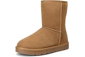 Jousen Men's Winter Boots Suede Snow Boot Leather Mid-calf Shoes Fur Lining