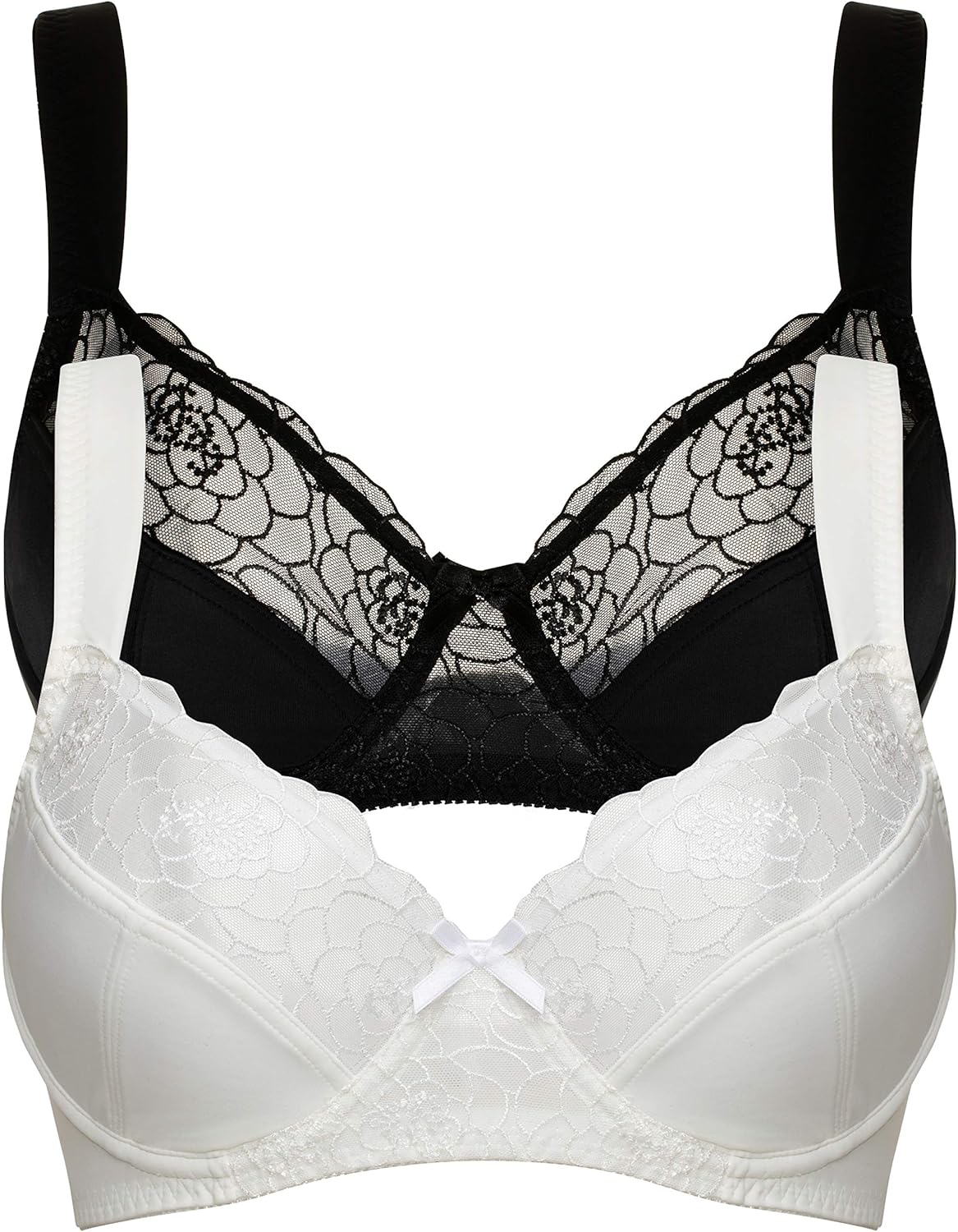 Curve Muse Womens Plus Size Minimizer Underwire Bra with Lace Embroidery-2Or3PK at  Women’s Clothing store