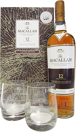 Macallan Sherry Oak 2 Glasses Gift Set 12 Year Old Whisky Amazon Co Uk Beer Wine Spirits