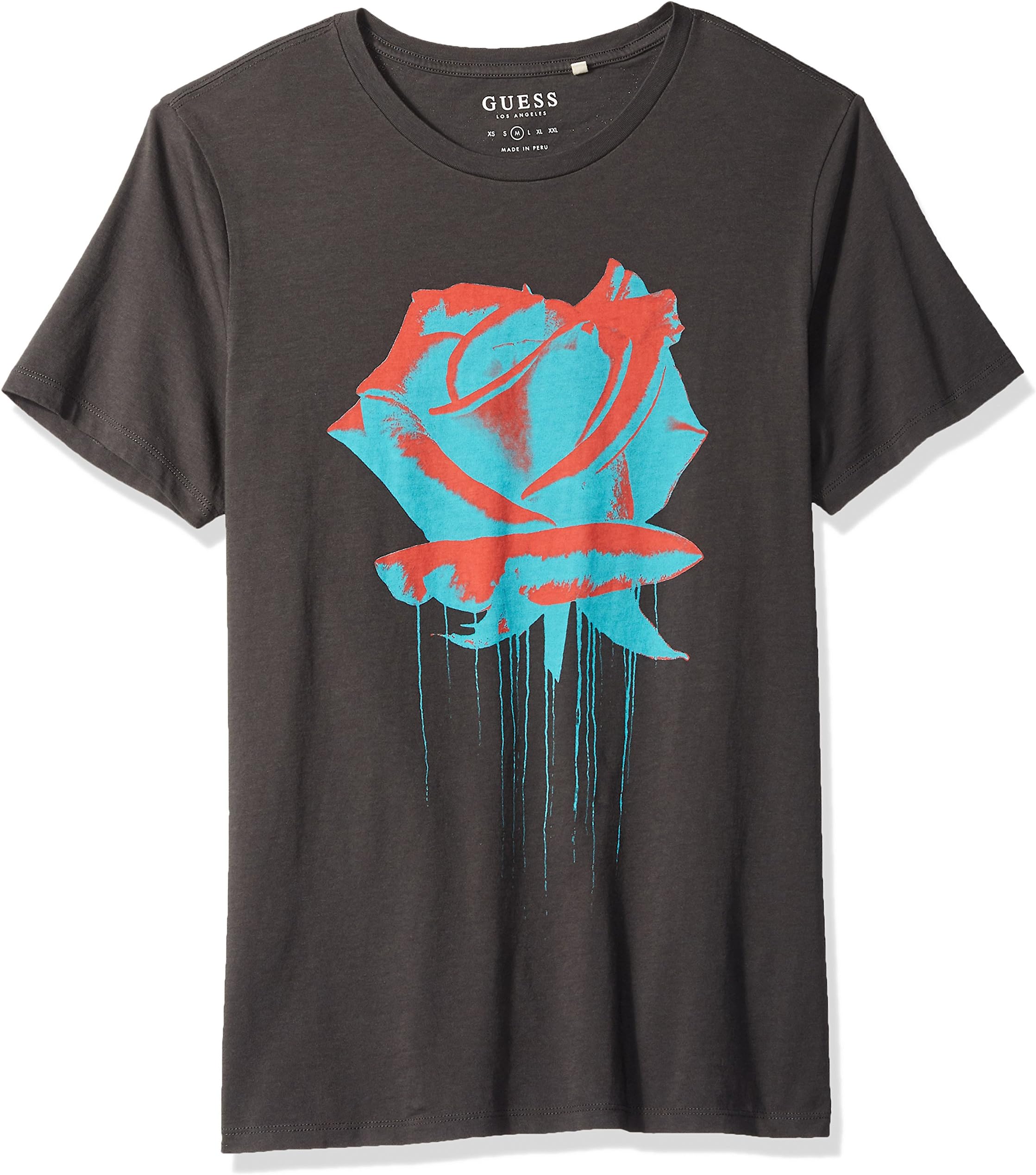 Guess Men's Short Sleeve Basic Drip Rose Crew T-Shirt