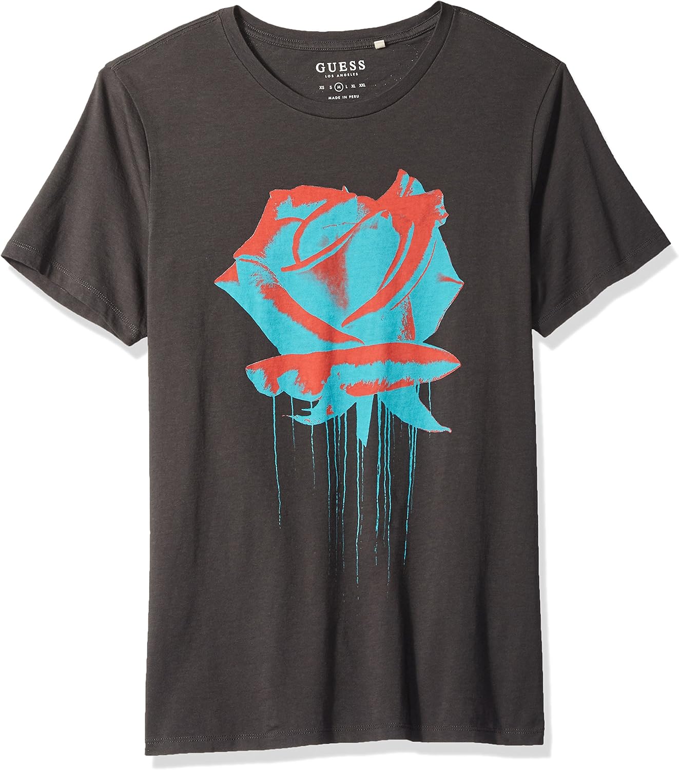 GUESS Men's Short Sleeve Basic Drip Rose Crew TShirt