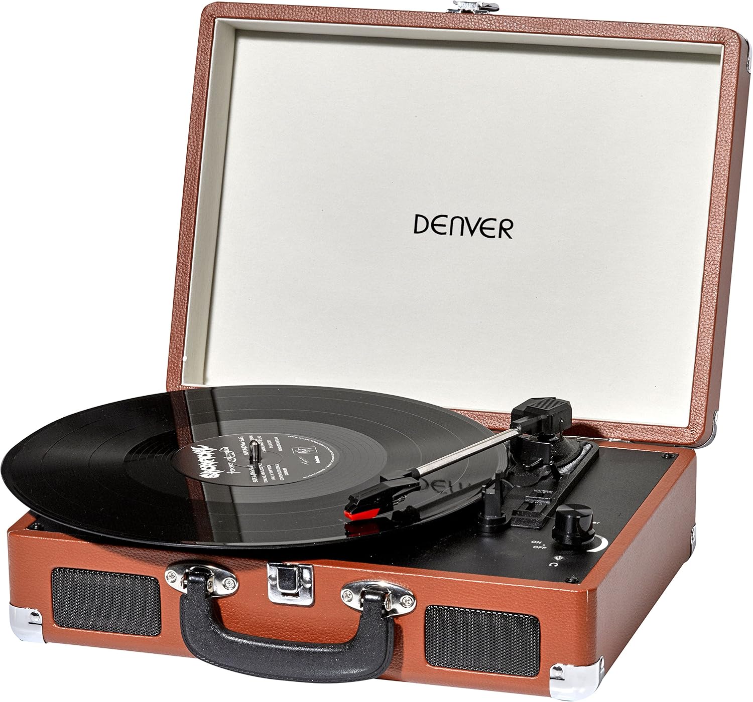 BelleVue Denver Record Player - Brown, 35.20(w) x 26.50(d) x 11.50(h)