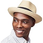 Pineapple⋆ Genoa Fedora Bucket Sun Straw Beach Hat Fine Braid UPF50+ Unisex (Medium, Beige_bowbk)