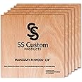 Mahogany Plywood Sheets for Crafts 1/8 inch, 3mm Plywood Sheets for Laser Cutting & Engraving, Wood Burning, Architectural Models, Drawing - 6 Pack Blank Wood Sheets 12 x 12 inch (SS Custom Products)