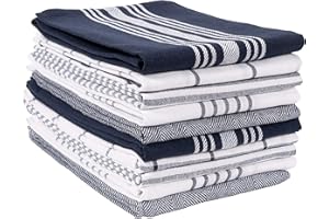 KAF Home Soho Kitchen Dish Towel Set of 10 | 18 x 28 Inch Tea Towels | Soft and Absorbent Mixed Set of Flat Towels (Navy)