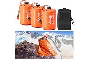 GEARHILL Emergency Sleeping Bags for Survival, with Whistle, Portable Bivy Sleeping Bag Waterproof Blanket for Camping Hiking and Other Outdoor Activities.