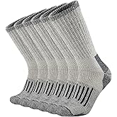 SOX TOWN Men's Merino Wool Cushion Crew Socks Moisture Wicking Control for Outdoor Hiking Work Boot Thermal Warm All Seasons