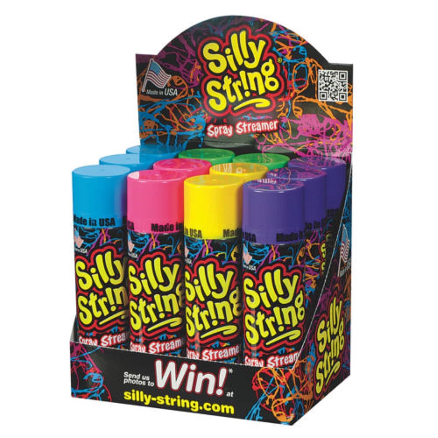 Silly String Spray Streamer (Assorted Colors) (Pack of 12)(3 Oz cans) Amazon.co.uk Business