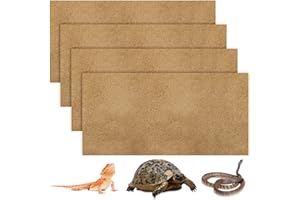 Haull 4 Pcs Reptile Carpet Pet Terrarium Floor Liners Bedding Substrate Liner Supplies Reptile Cage Mat Tank Accessories for Lizard Bearded Dragon Tortoise Snake Leopard (47 x 24 Inch, Coffee)