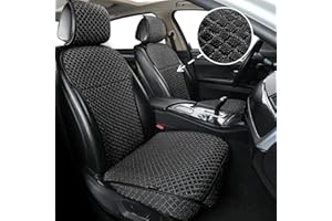 XZPILINA Breathable Car Seat Cover,Front Seat Protector,Luxury Driver Seat Cover, Universal Car Seat Cushion,Suitable for All Seasons,Airbag Compatible (Black，2PCS)