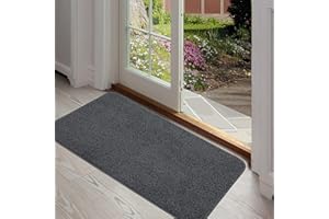 ITSOFT Dirt Trapper Indoor Door Mat & Entrance Rug for Wet Muddy Shoes and Pet Paws, Non-Slip Machine Washable, Shoe Scraper, Absorbent Welcome Dog Mat for Front Door, Entry Way (30x18, Dark Gray)