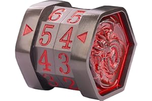 UONUOT Metal MTG Life Counter, Life Counter MTG, Magic Life Counter Gift Box Packaging Suitable for Board Games, Card Games, Compatible with MTGs and TTRPG(Black Nickel_Red)