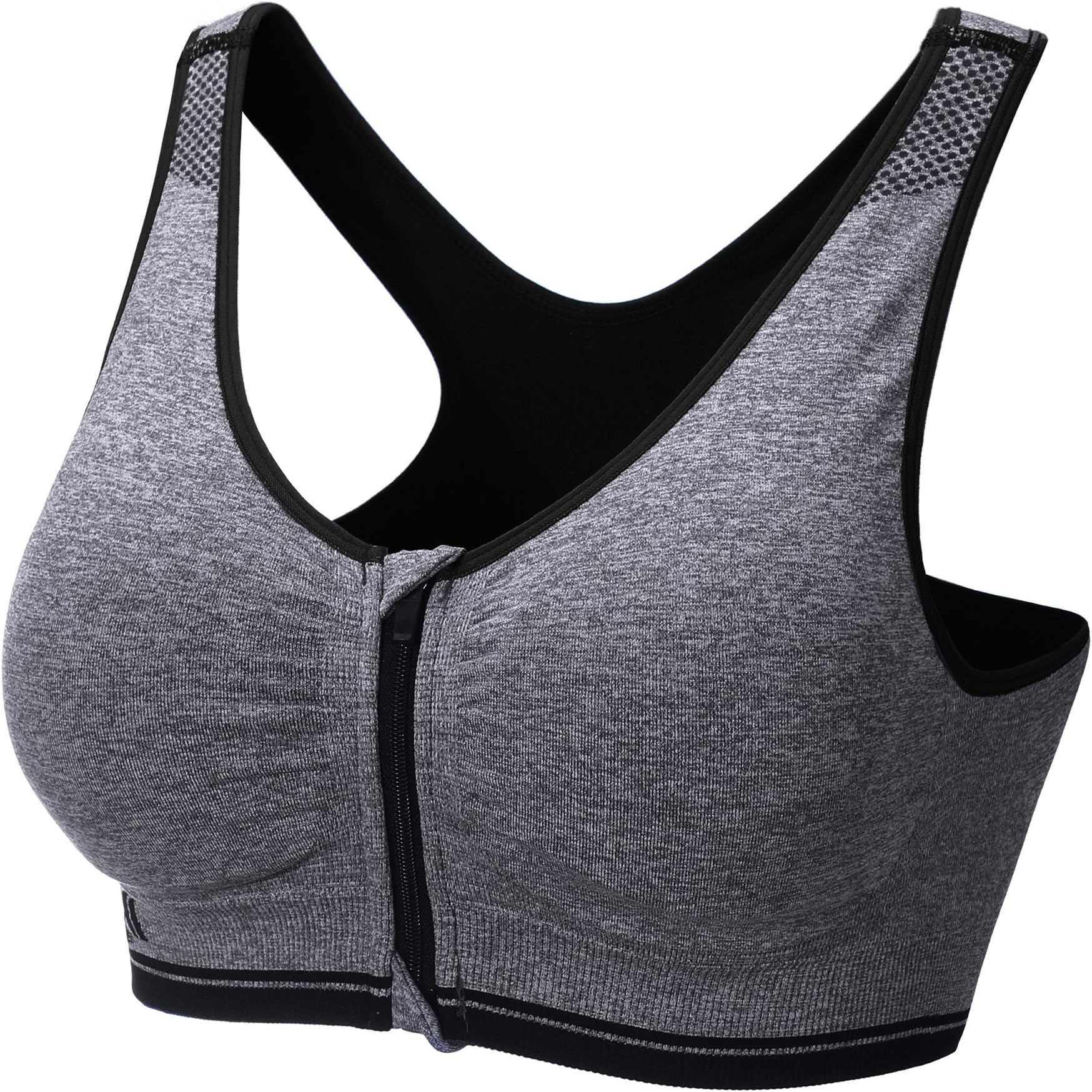Chumian Sport Secure Zip-Front Medium Impact Sports Bra