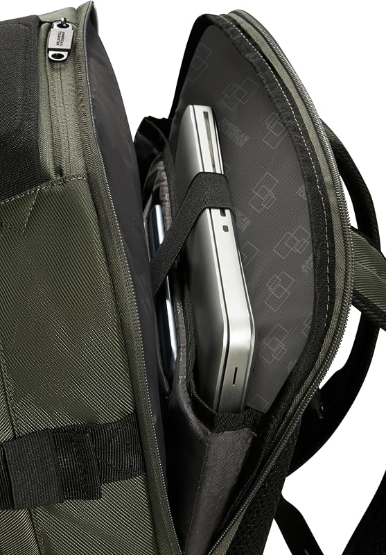 Urban Track - Zaino porta PC 15.6" – 45 cm, 29 L - 3 scomparti grandi - Grande capacità - Ergonomico - Scomparto imbottito per laptop - Verde (Dark Khaki)