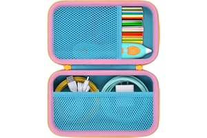 Baval Case Compatible with 3Doodler Start+ Essentials/3Doodler Flow 3D Printing Pen,Storage Holder for 3D Pen PLA Filament and Charger (Blue Case,Yellow Zipper)