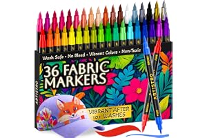 ARTISTRO 36 Fabric Markers for Clothes and Textiles – Permanent No-Bleed Fabric Decorating Kit for T-Shirts, Bags, Canvas, Shoes, and Crafts