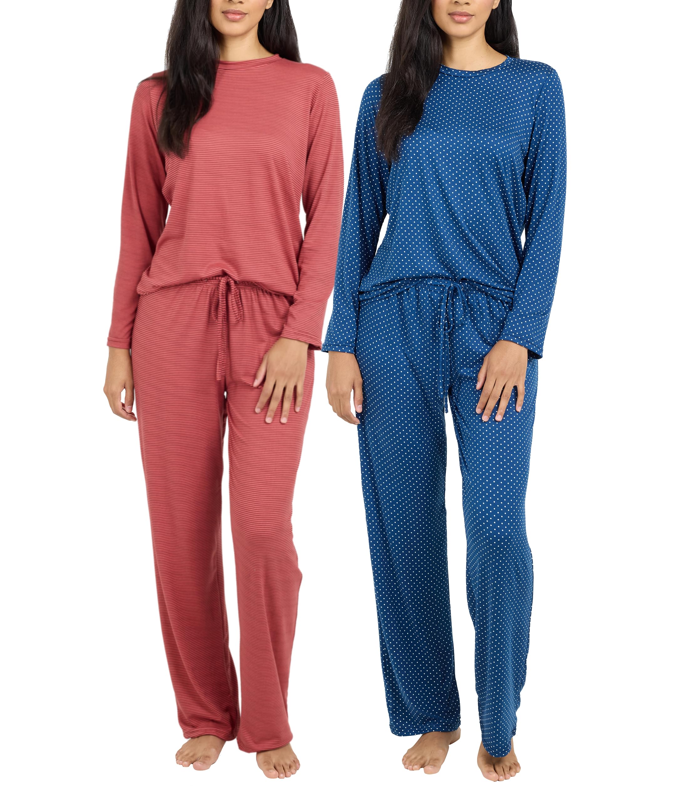 Photo 1 of ***ONLY ONE***Real Essentials 2 Pack: Women's Pajama Set - Choose from Short Sleeve with Pocket or Long Sleeve without Pocket