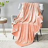 DREAMNINE Super Soft Fuzzy Fleece Throw Blanket for Couch Sofa 50" x 60", Decorative Solid Lightweight Velvet Blanket for Chair, Cozy Accent Shaggy Micro Plush Flannel Blankets for Bedroom Dorm, Peach