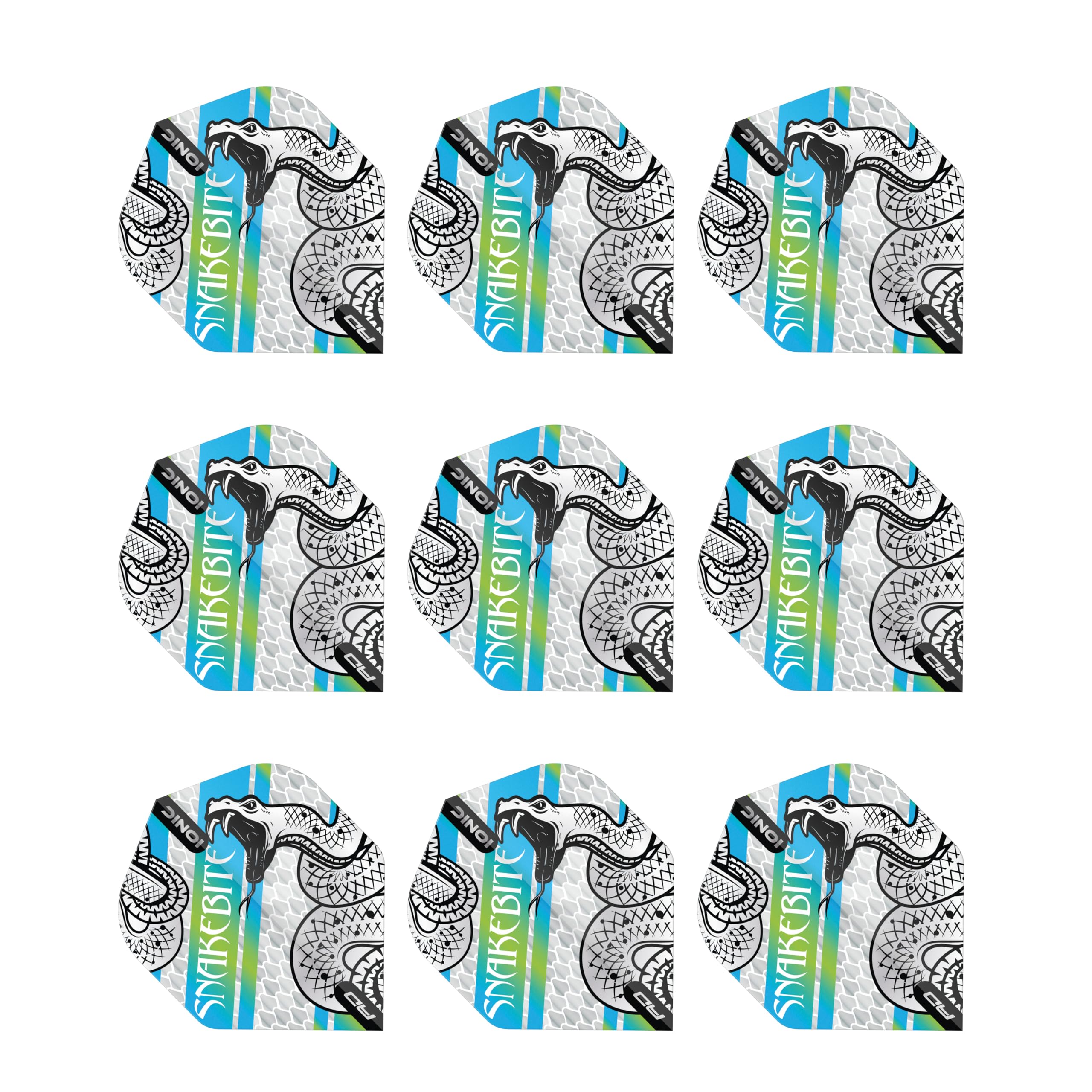 RED DRAGON Snakebite Hardcore Coiled Snake Blue Dart Flights - 3 sets Per Pack (9 Dart Flights in total)