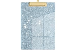 Piasoenc Acrylic Clipboards, Fashion Glitter Clipboard, Stardard Letter Size Clip Board, A4 Size 12.5" x 9", Cute Confetti Cl