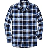 MUSE FATH Mens Long Sleeve Plaid Casual Shirts Soft Button Down with Pocket